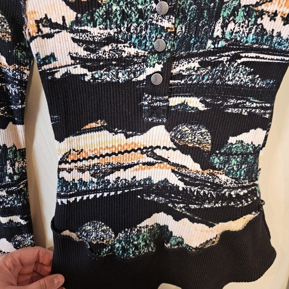 Free People Rally Ribbed Henley Landscape Print Thermal Top - Picture 8 of 8